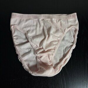 Vintage VICTORIA'S SECRET Size M Hi-Leg Brief Light Pink Cotton Logo Band 2003
